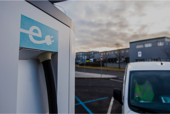 Onsite EV charger closeup